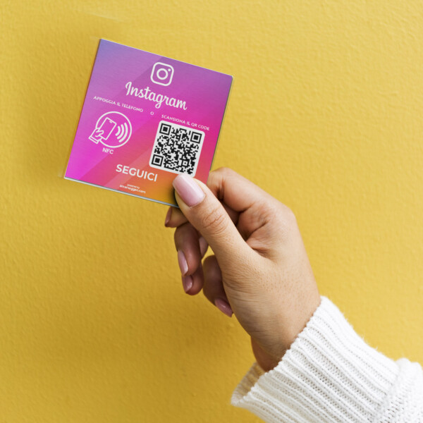 Placca 10x10cm per Instagram – QR Code & Contactless – iPhone & Android