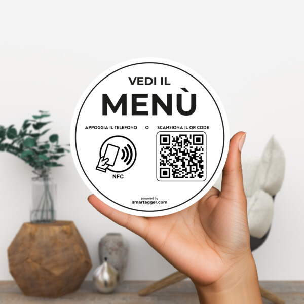 Adesivo Menù digitale 10x10cm – QR & Contactless – iPhone & Android