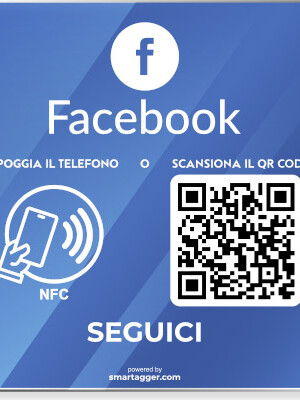 Placca 10x10cm per Facebook – QR Code & Contactless – iPhone & Android