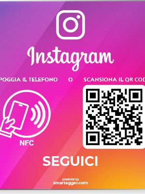 Placca 10x10cm Instagram QR Code e Contactless