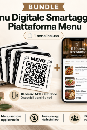 Adesivi Smartagger Menu 5x5cm 10pz – NFC & QR Code + 1° Anno Incluso